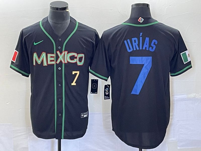 Men 2023 World Cub Mexico #7 Urias Black blue Nike MLB Jersey2->more jerseys->MLB Jersey